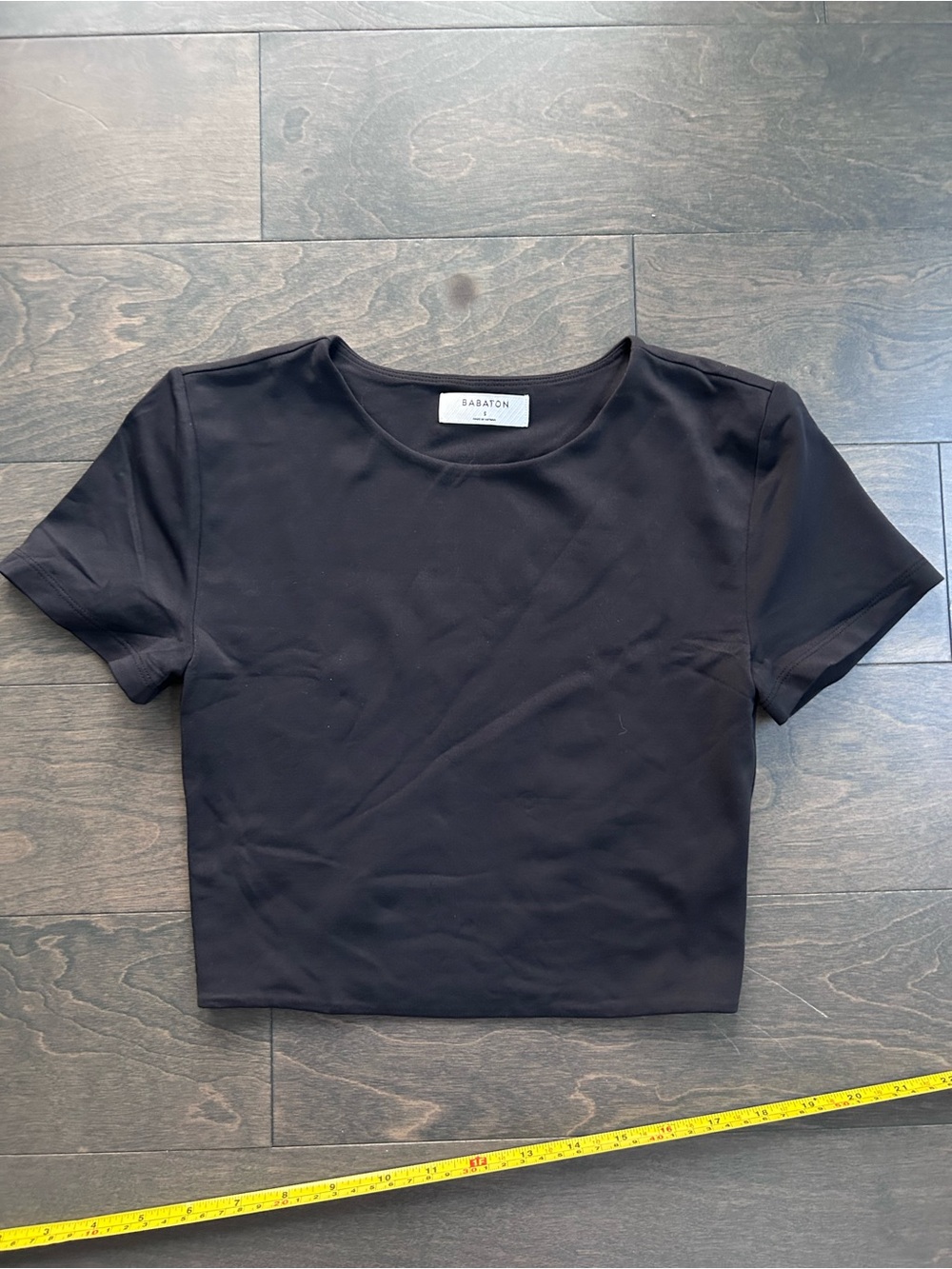 Babaton Black Cropped Short Sleeve Top Size Small